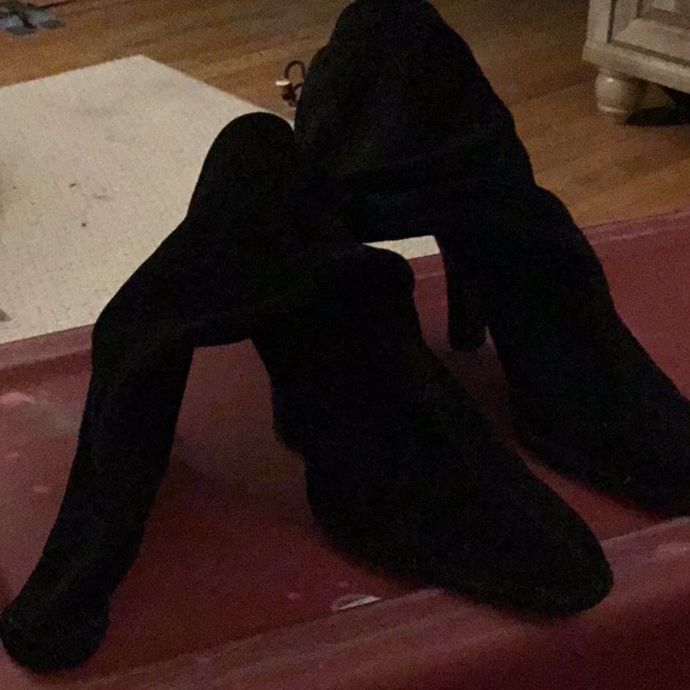 Black leather suede boots #75